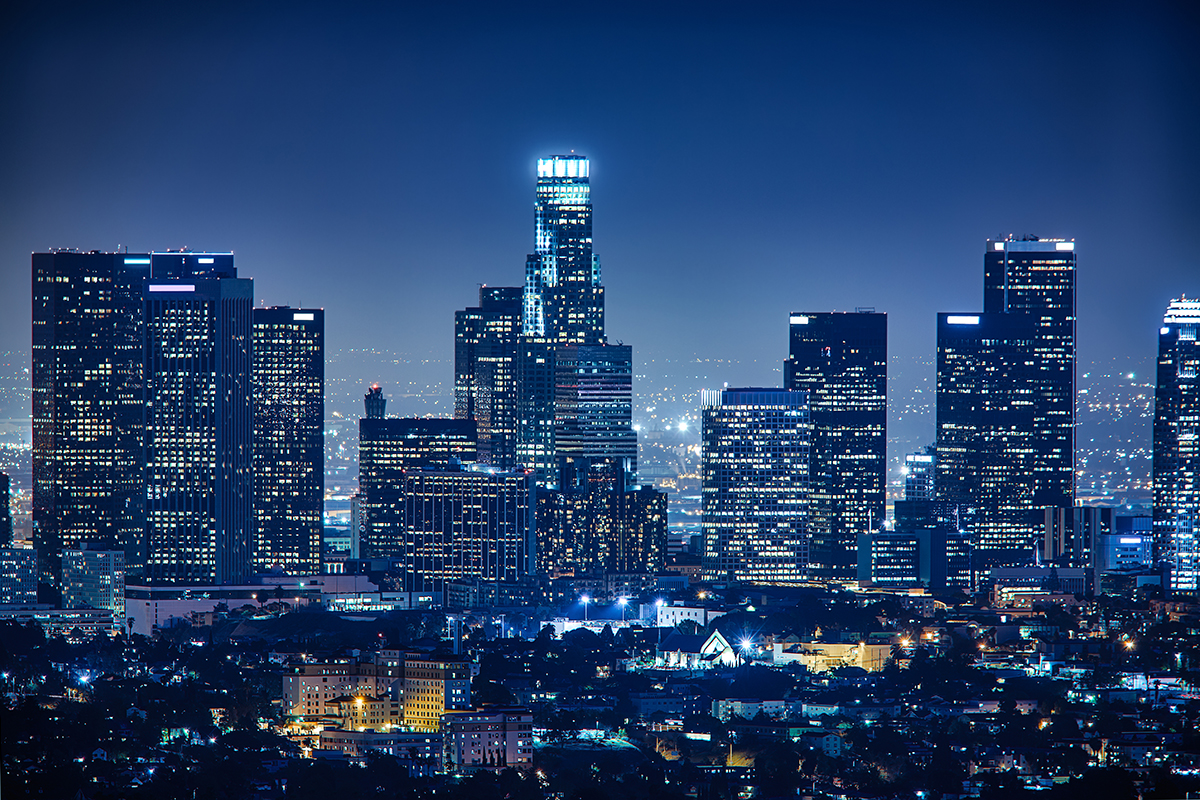 Los Angeles skyline at night image